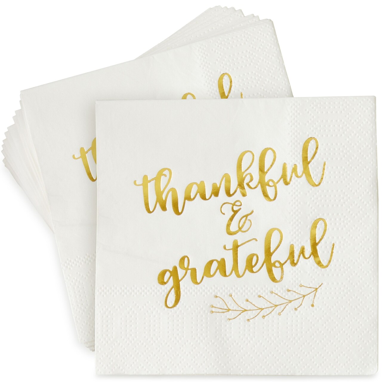 50 Pack Thanksgiving Cocktail Napkins Party Supplies Table Decorations, Thankful and Grateful (5 x 5 In)